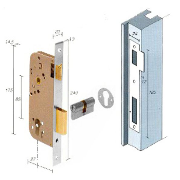 CERRADURA EMBUTIR G/LLAVE EUROP RECTO NI